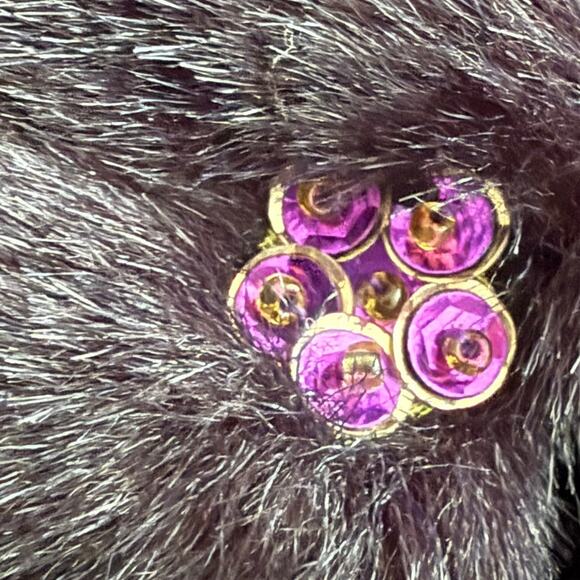 Barbie 90s Clone Brass Key Ball Gown Purple Black Dress Hat Purse Fur Stole - Picture 8 of 9